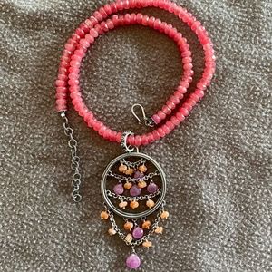 Lori Bonn Pink Sapphire, Sunstone, Rhodolite Garnet Necklace